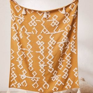 Urban Outfitters Geo Tassel Throw Blanket
